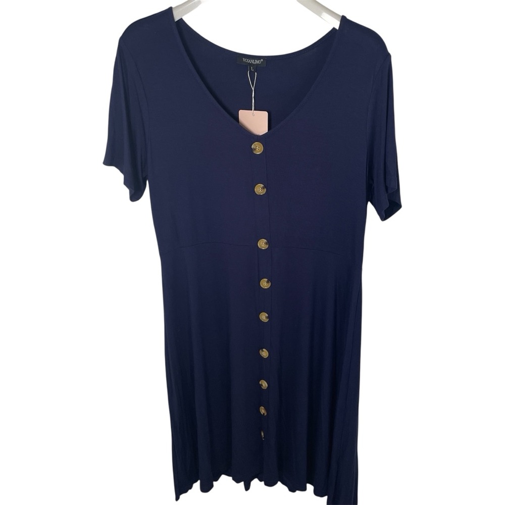 Voianlimo Blue Button Down‎ Dress, L